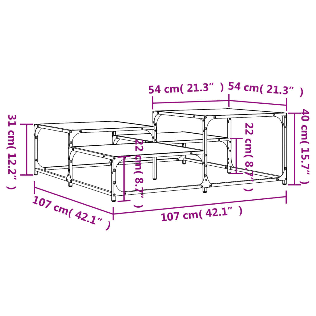 Couchtisch Grau Sonoma 107x107x40 cm Holzwerkstoff - Pazzar.ch