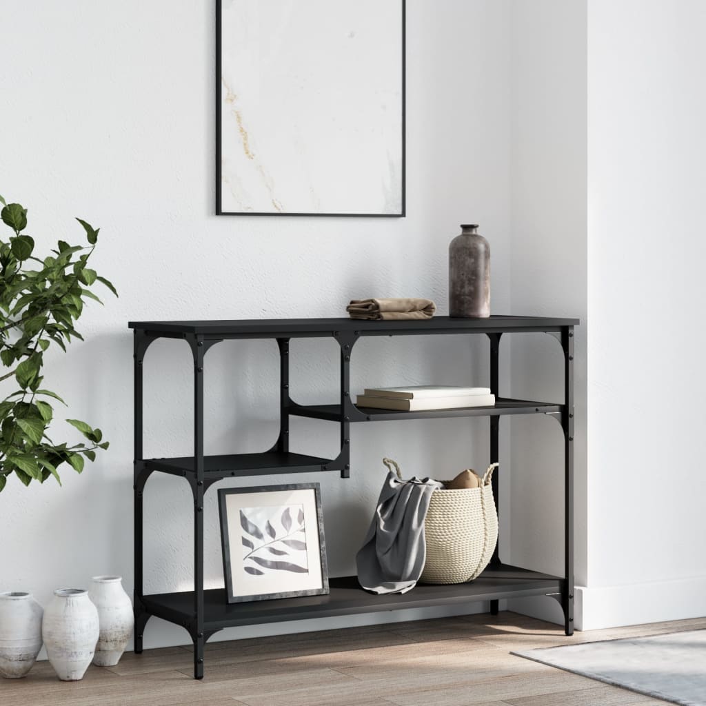 Konsolentisch mit Ablagen Schwarz 100x35x75 cm - Pazzar.ch
