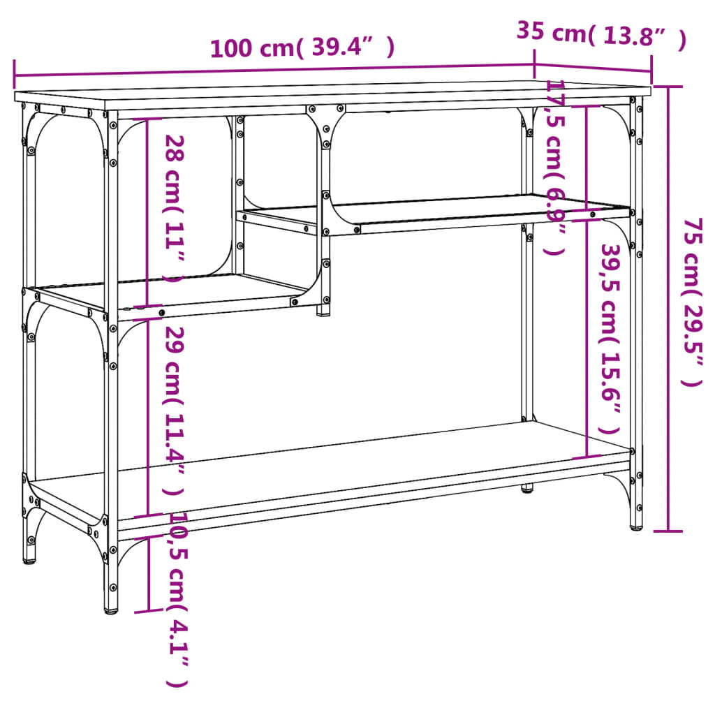 Konsolentisch mit Ablagen Schwarz 100x35x75 cm - Pazzar.ch