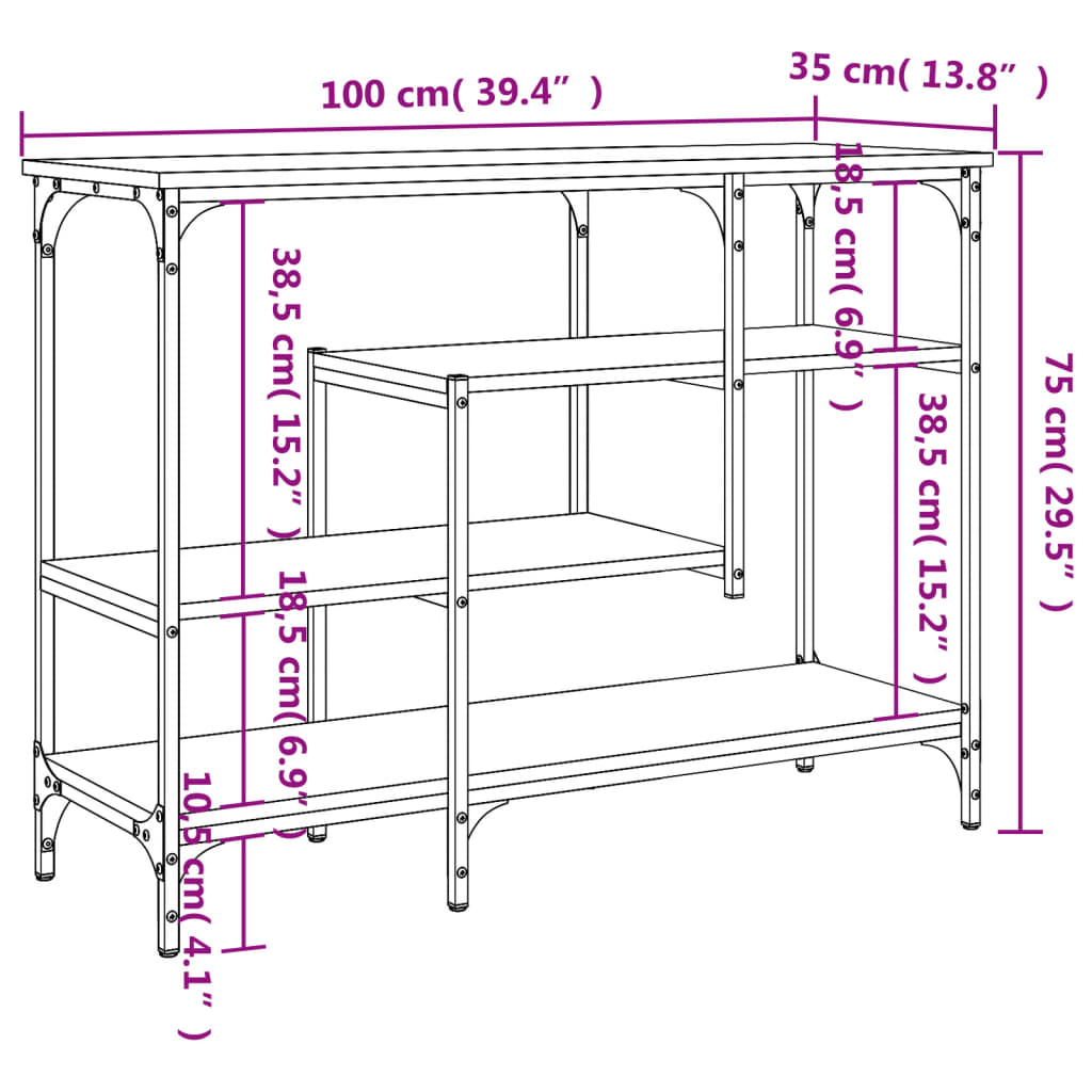 Konsolentisch mit Ablagen Schwarz 100x35x75 cm - Pazzar.ch