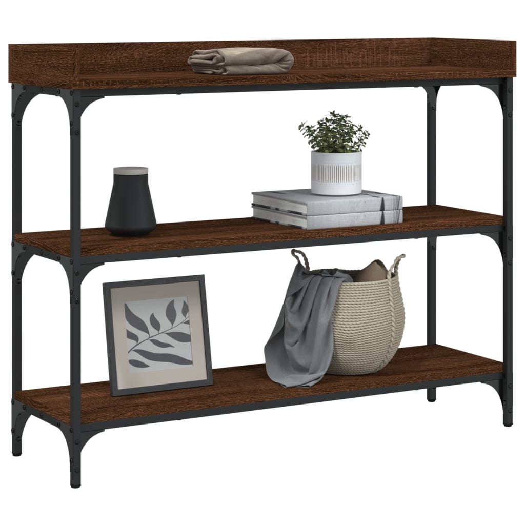 Konsolentisch mit Ablagen Braun Eichen-Optik 100x30x80 cm - Pazzar.ch