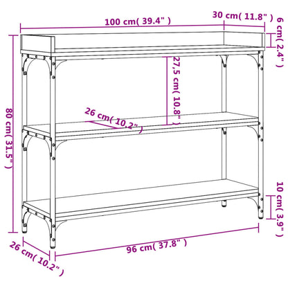 Konsolentisch mit Ablagen Braun Eichen-Optik 100x30x80 cm - Pazzar.ch