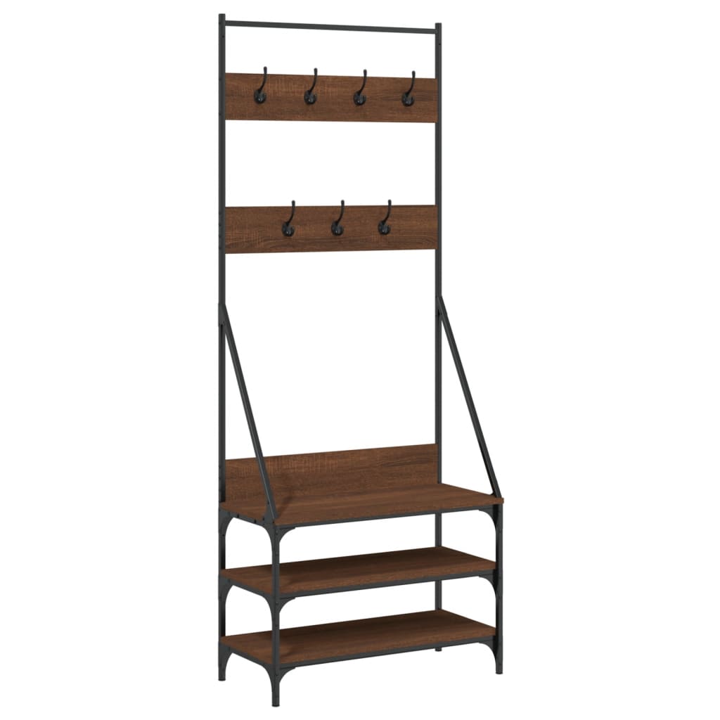 Kleiderständer mit Schuhablage Braun Eichen-Optik 72x34x184 cm - Pazzar.ch