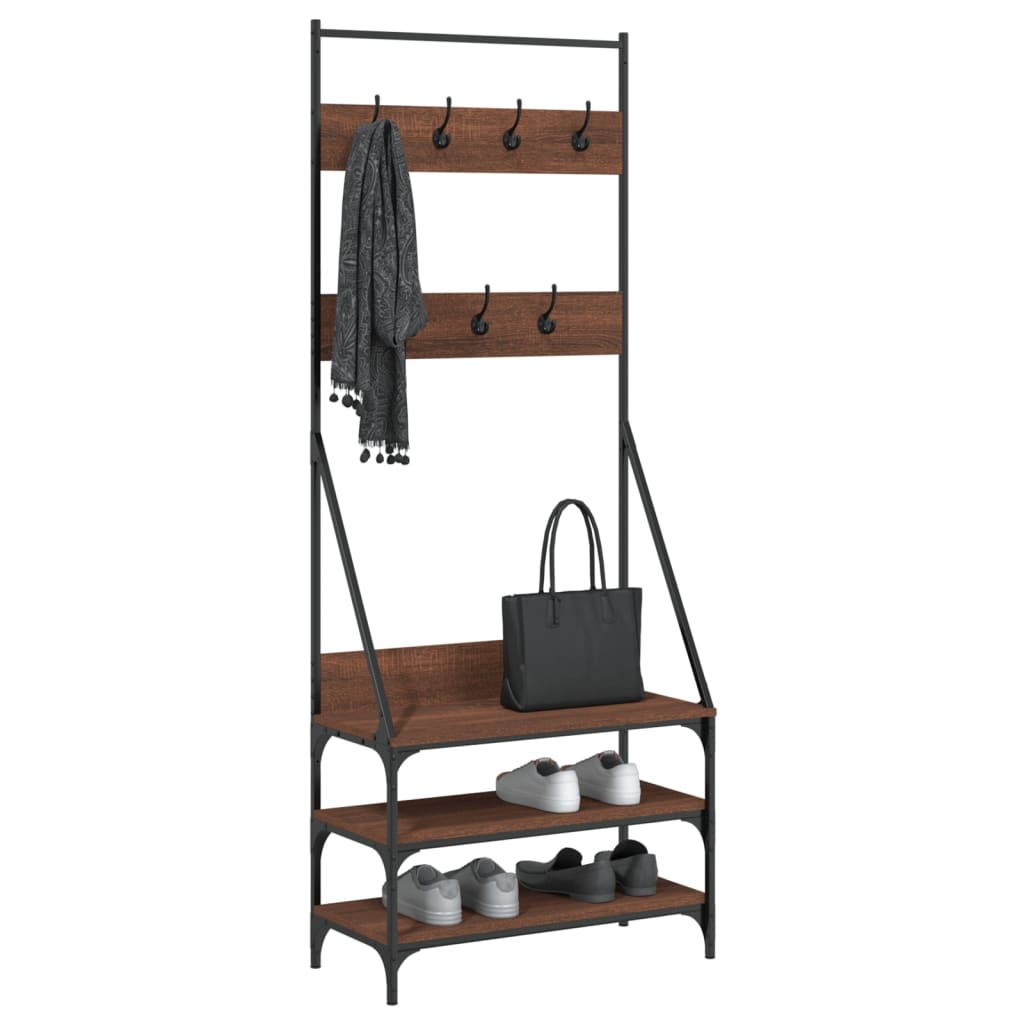 Kleiderständer mit Schuhablage Braun Eichen-Optik 72x34x184 cm - Pazzar.ch