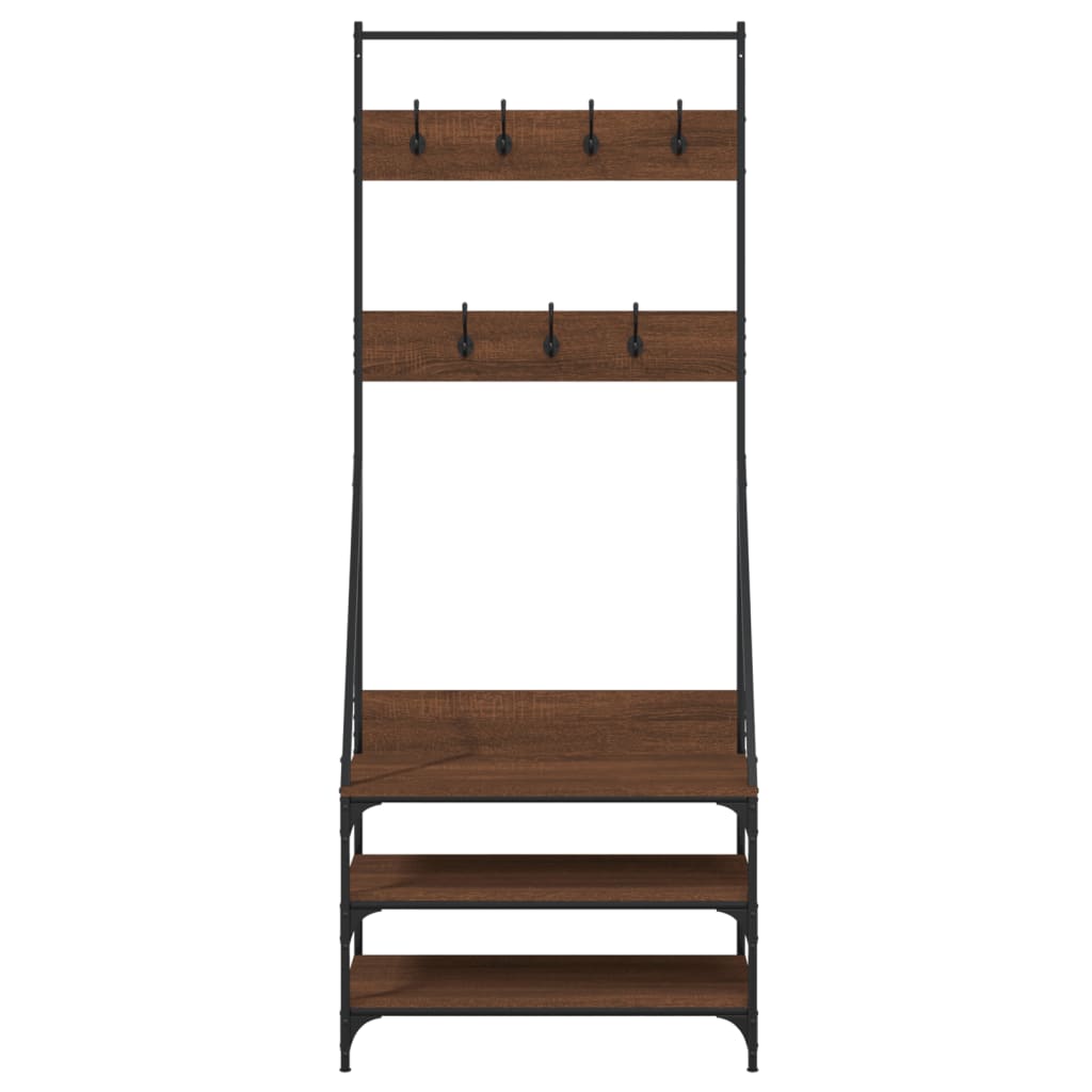 Kleiderständer mit Schuhablage Braun Eichen-Optik 72x34x184 cm - Pazzar.ch
