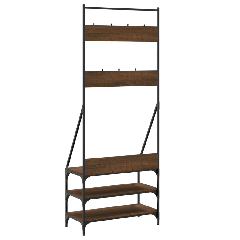 Kleiderständer mit Schuhablage Braun Eichen-Optik 72x34x184 cm - Pazzar.ch