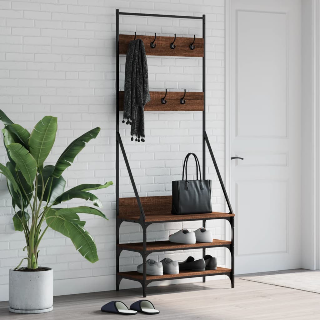 Kleiderständer mit Schuhablage Braun Eichen-Optik 72x34x184 cm - Pazzar.ch