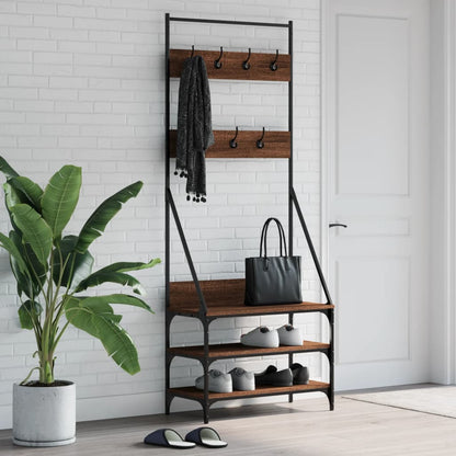 Kleiderständer mit Schuhablage Braun Eichen-Optik 72x34x184 cm - Pazzar.ch