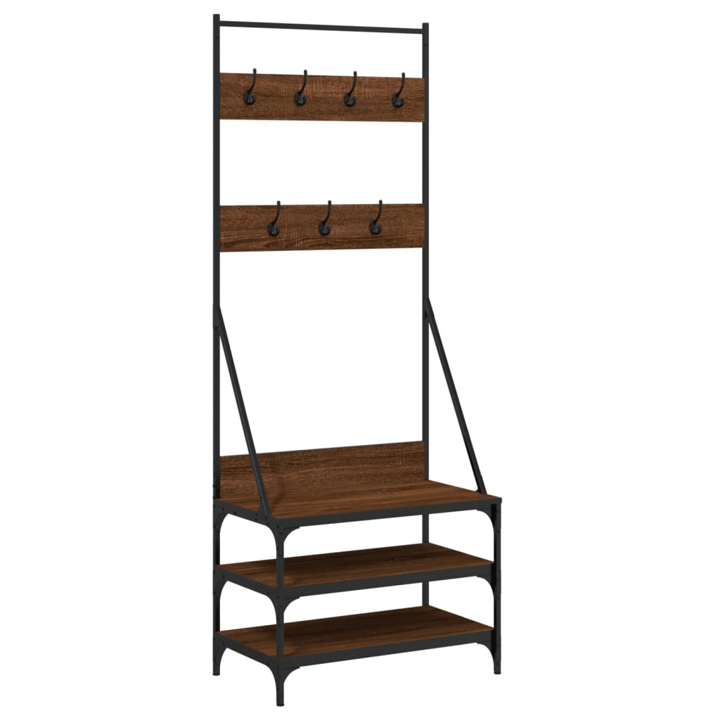 Kleiderständer mit Schuhablage Braun Eichen-Optik 70x40x184 cm - Pazzar.ch