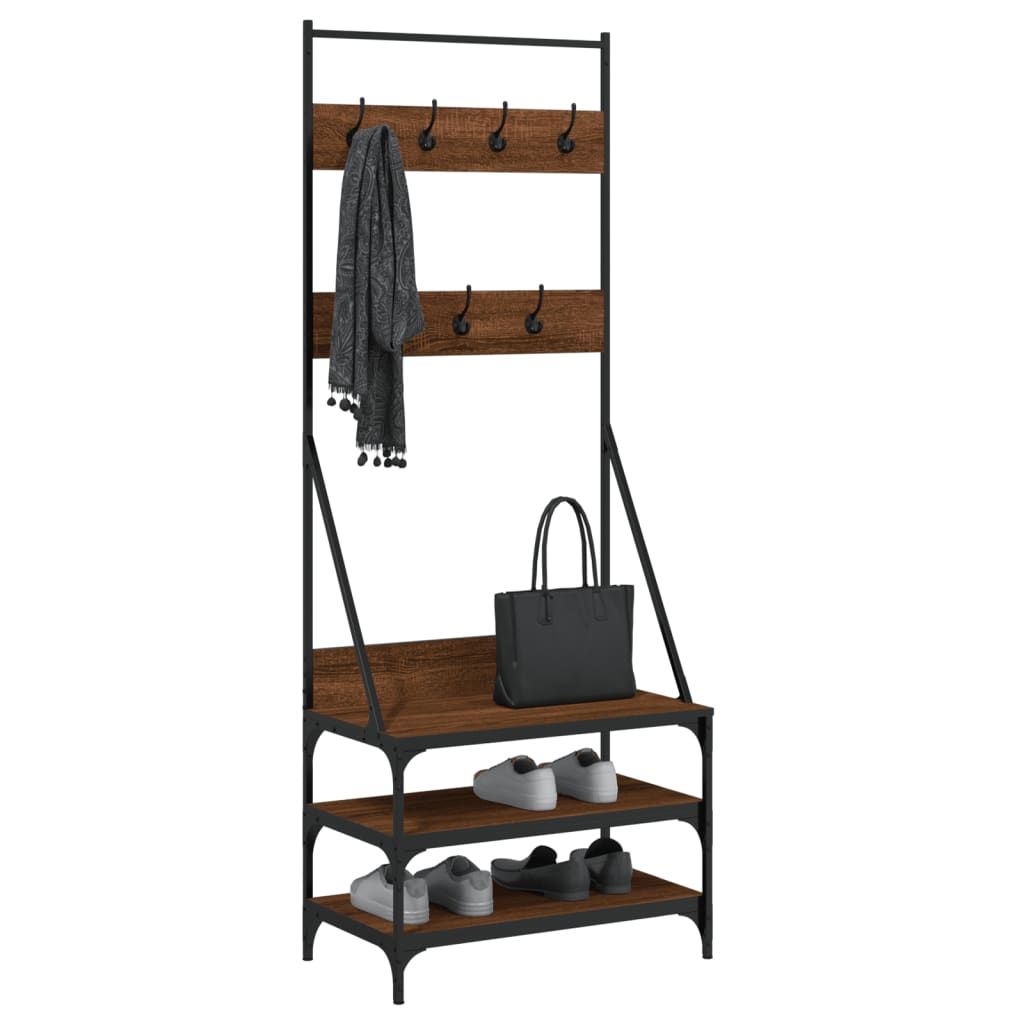 Kleiderständer mit Schuhablage Braun Eichen-Optik 70x40x184 cm - Pazzar.ch