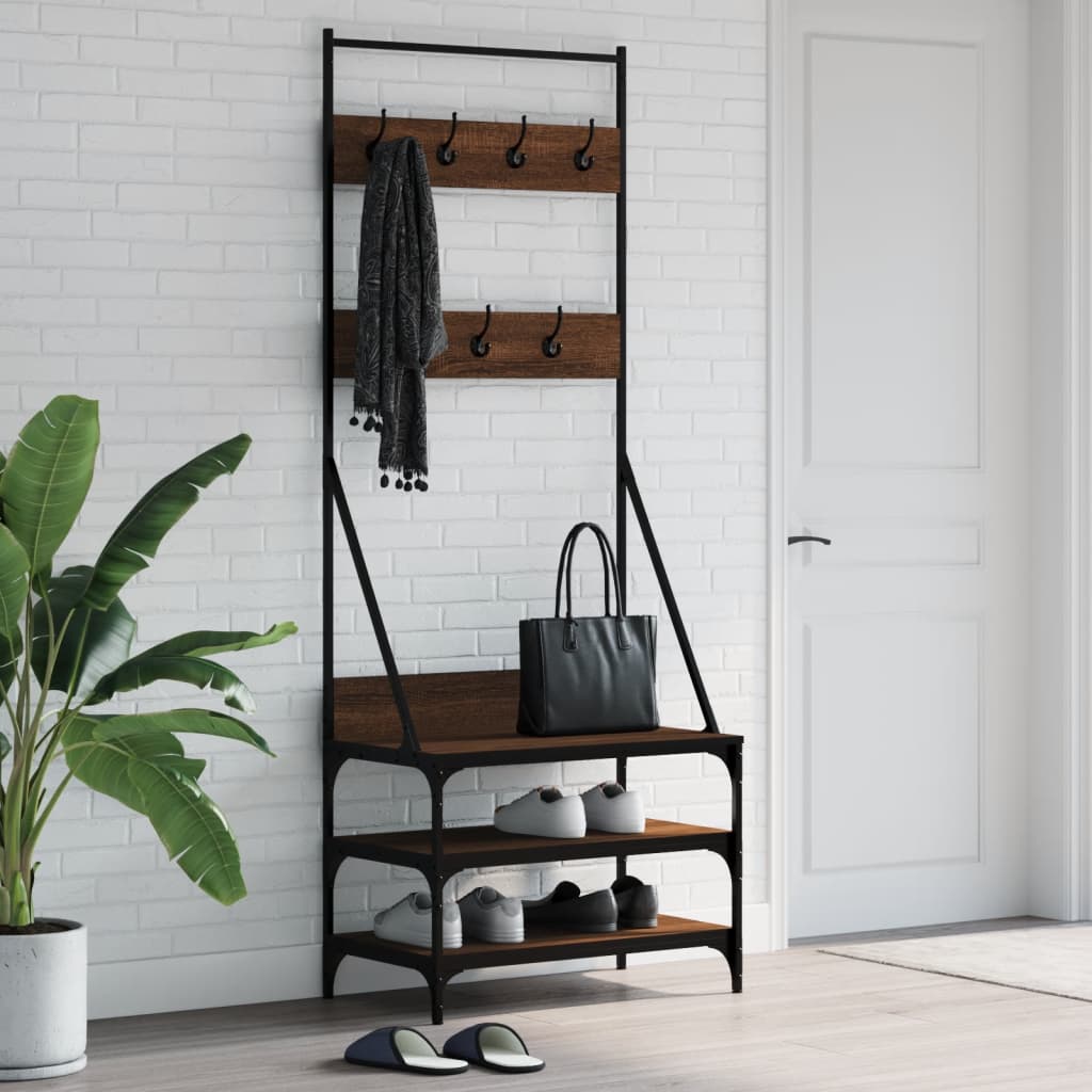 Kleiderständer mit Schuhablage Braun Eichen-Optik 70x40x184 cm - Pazzar.ch