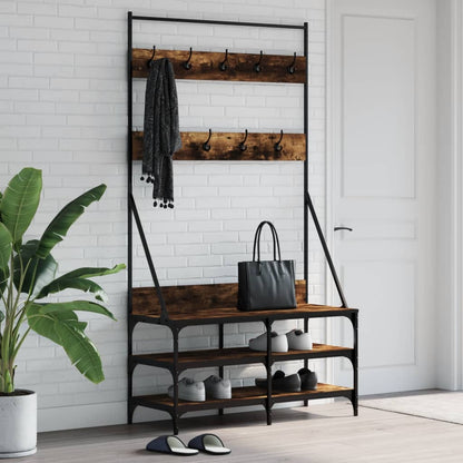 Kleiderständer mit Schuhablage Räuchereiche 100x40x184 cm - Pazzar.ch