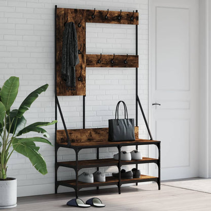 Kleiderständer mit Schuhablage Räuchereiche 100x40x184 cm - Pazzar.ch