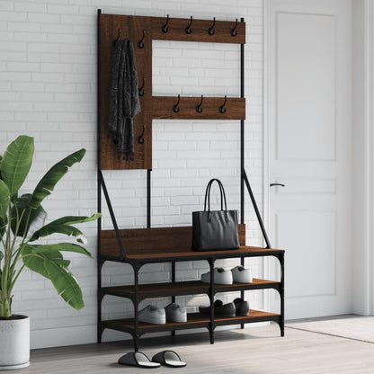 Kleiderständer mit Schuhablage Braun Eichen-Optik 100x40x184 cm - Pazzar.ch