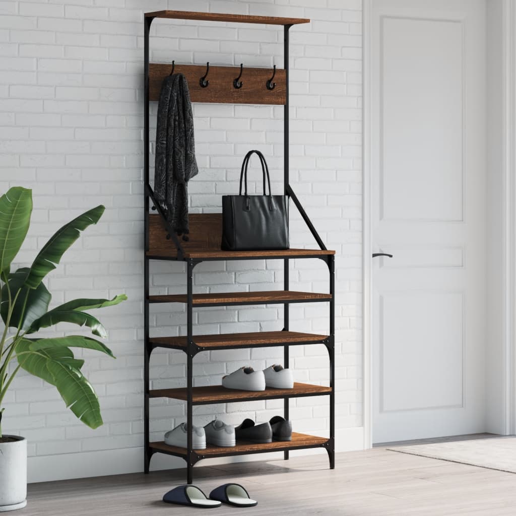 Kleiderständer mit Schuhablage Braun Eiche-Optik 70x34x184 cm - Pazzar.ch