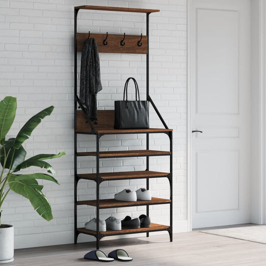 Kleiderständer mit Schuhablage Braun Eiche-Optik 70x34x184 cm - Pazzar.ch
