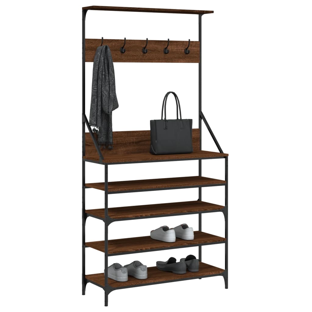Kleiderständer mit Schuhablage Braun Eiche-Optik 90x34x184 cm - Pazzar.ch