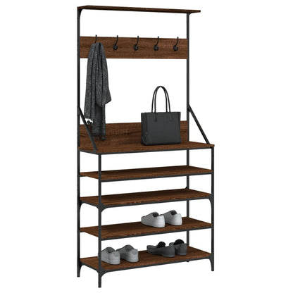 Kleiderständer mit Schuhablage Braun Eiche-Optik 90x34x184 cm - Pazzar.ch