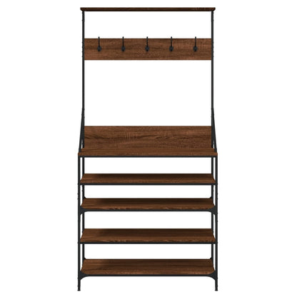 Kleiderständer mit Schuhablage Braun Eiche-Optik 90x34x184 cm - Pazzar.ch
