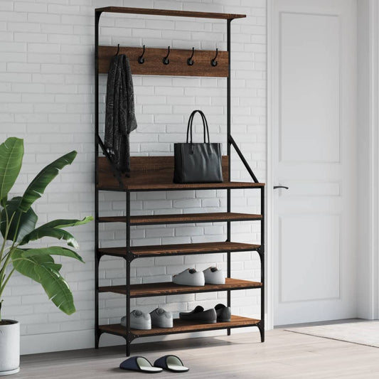 Kleiderständer mit Schuhablage Braun Eiche-Optik 90x34x184 cm - Pazzar.ch