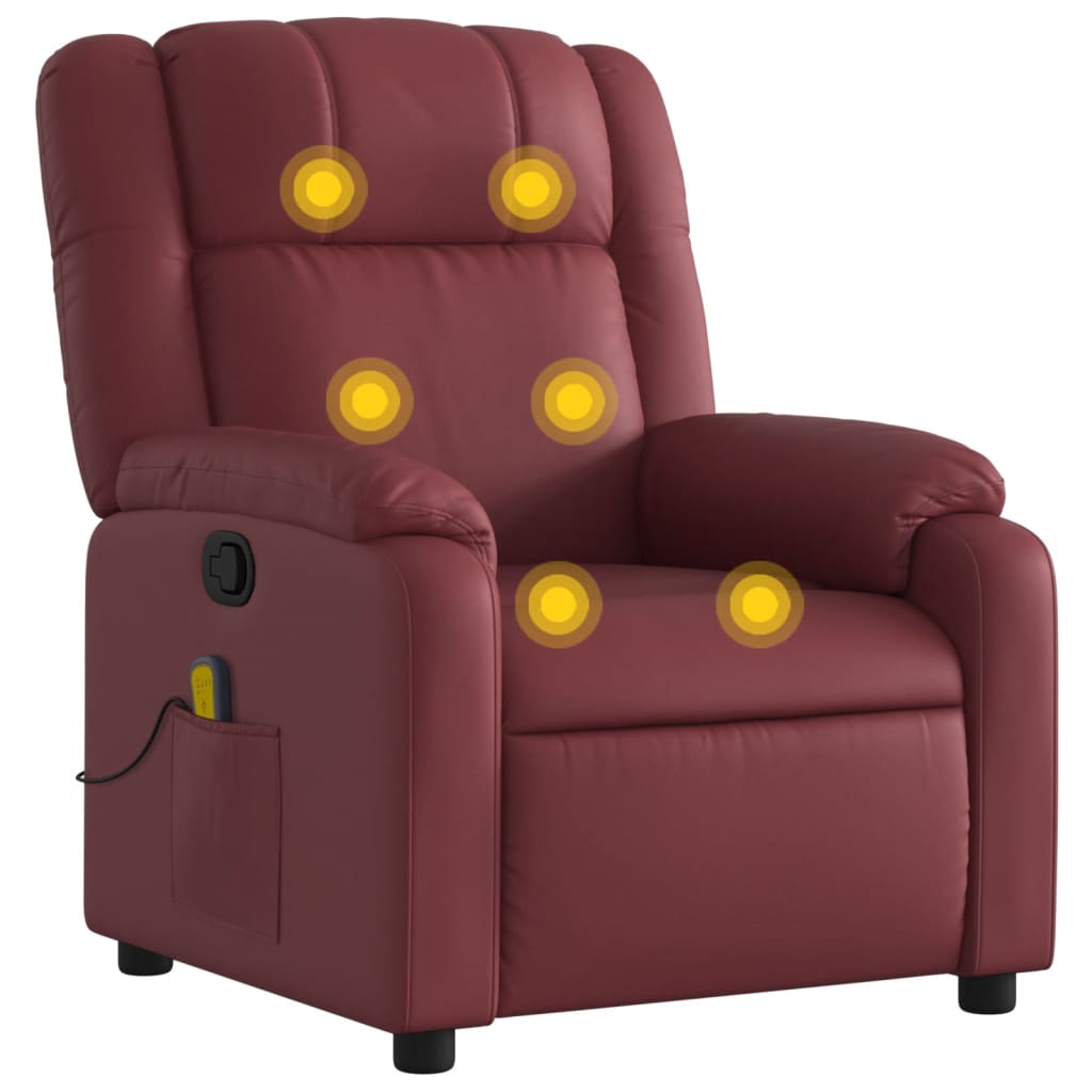 Massagesessel Weinrot Kunstleder - Pazzar.ch
