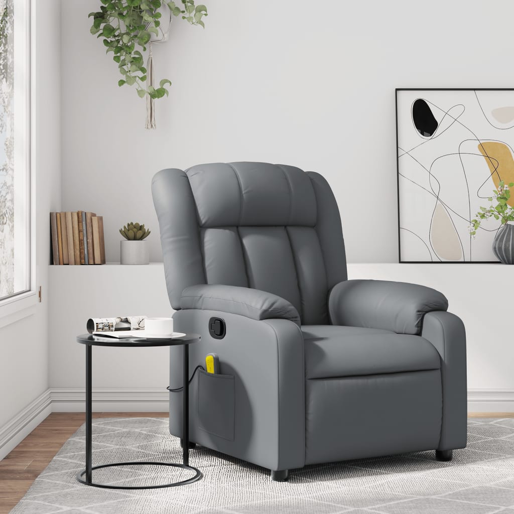 Massagesessel Grau Kunstleder - Pazzar.ch