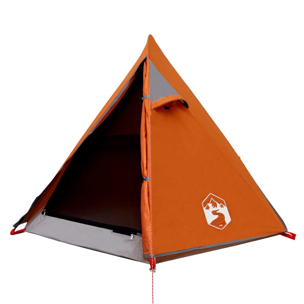 Campingzelt 2 Personen Grau & Orange 267x154x117 cm 185T Taft - Pazzar.ch