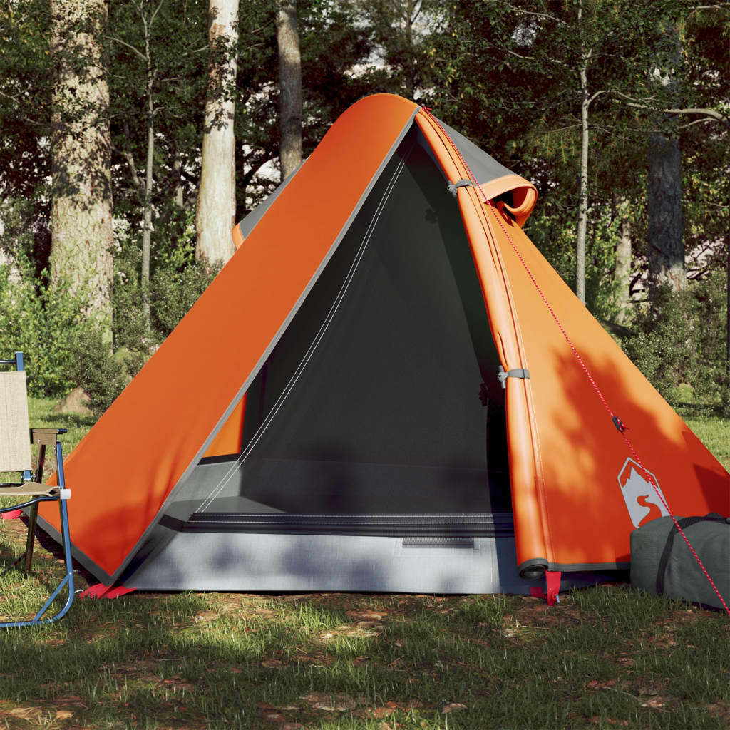 Campingzelt 2 Personen Grau & Orange 267x154x117 cm 185T Taft - Pazzar.ch