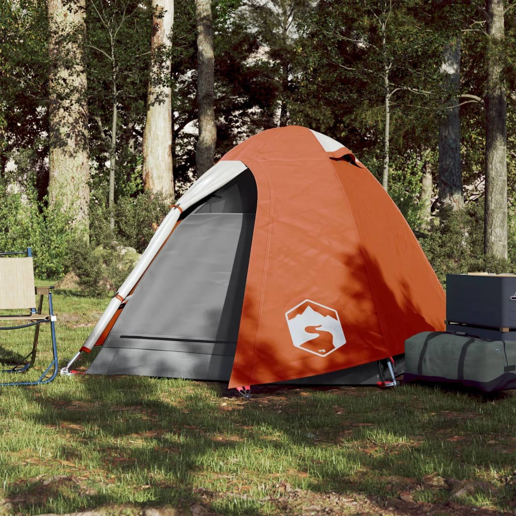 Campingzelt 2 Personen Grau & Orange 254x135x112 cm 185T Taft - Pazzar.ch