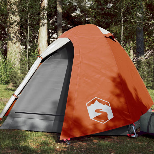 Campingzelt 2 Personen Grau & Orange 254x135x112 cm 185T Taft - Pazzar.ch