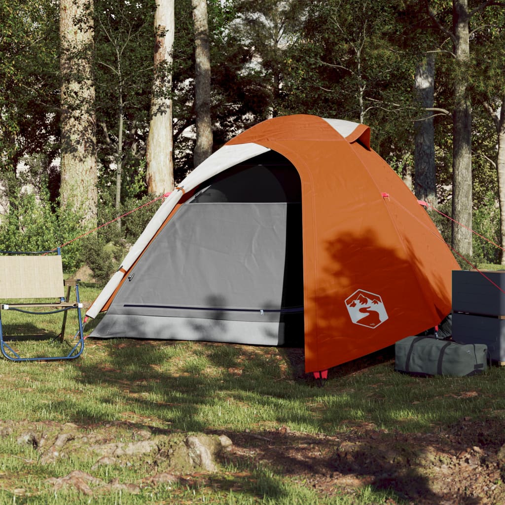 Campingzelt 2 Personen Grau & Orange 264x210x125 cm 185T Taft - Pazzar.ch