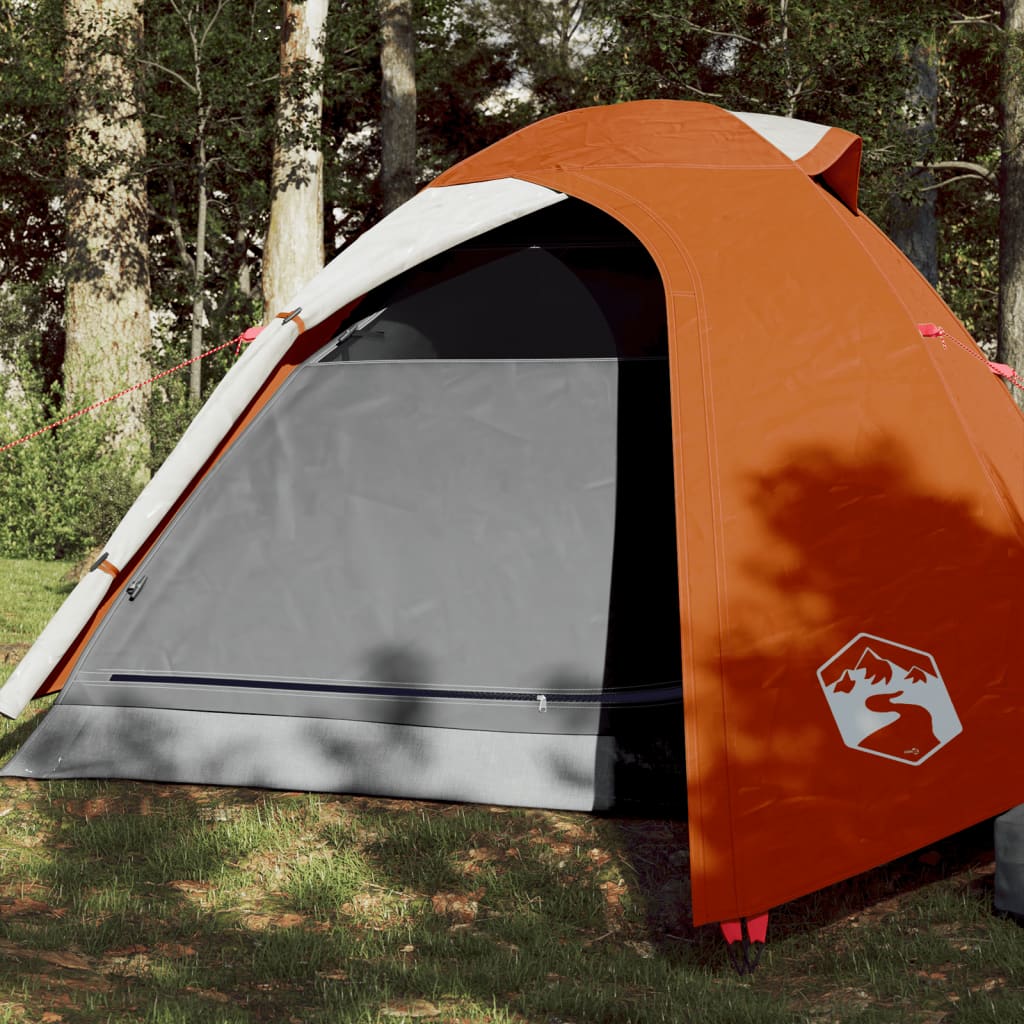 Campingzelt 2 Personen Grau & Orange 264x210x125 cm 185T Taft - Pazzar.ch