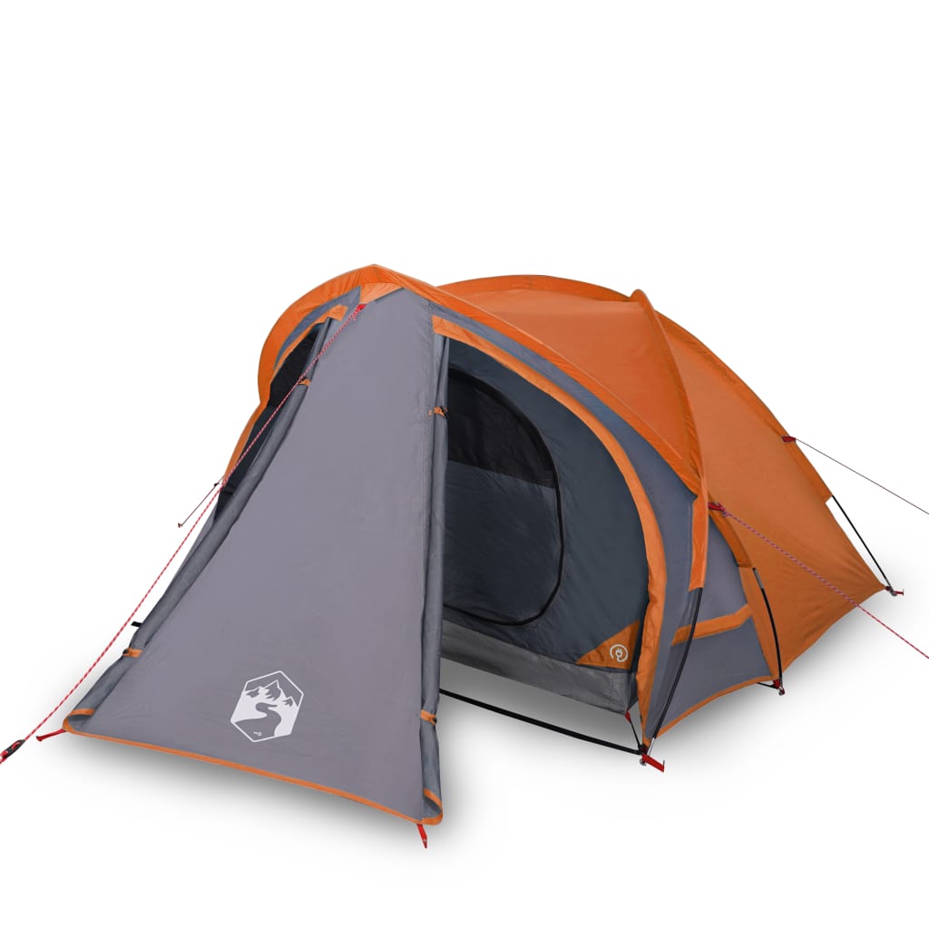 Campingzelt 2 Personen Grau & Orange 320x140x120 cm 185T Taft - Pazzar.ch