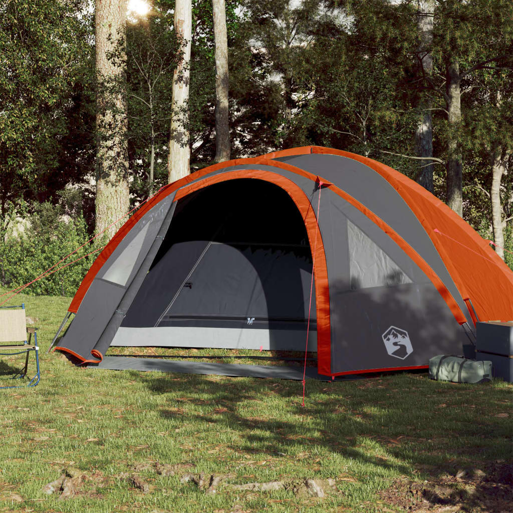 Campingzelt 4 Personen Grau & Orange 300x250x132 cm 185T Taft - Pazzar.ch
