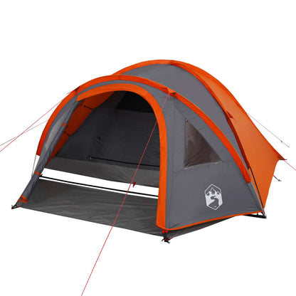 Campingzelt 4 Personen Grau & Orange 300x250x132 cm 185T Taft - Pazzar.ch