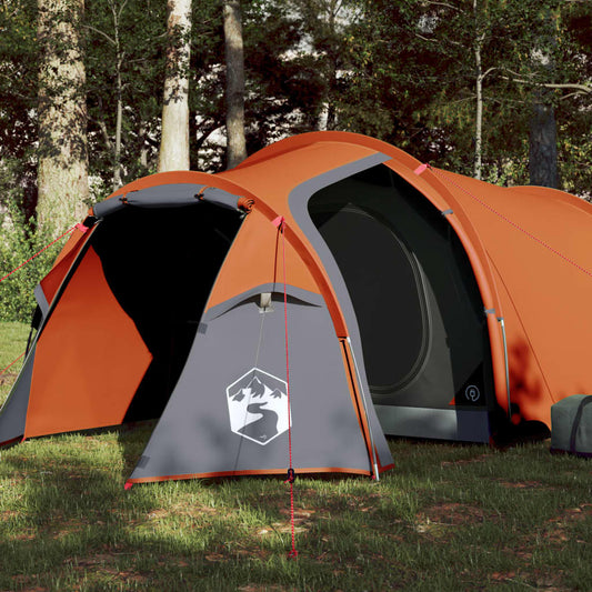 Campingzelt 3 Personen Grau & Orange 370x185x116 cm 185T Taft - Pazzar.ch