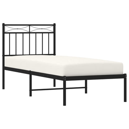 Bettgestell mit Kopfteil Metall Schwarz 75x190 cm - Pazzar.ch