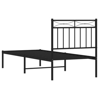 Bettgestell mit Kopfteil Metall Schwarz 75x190 cm - Pazzar.ch