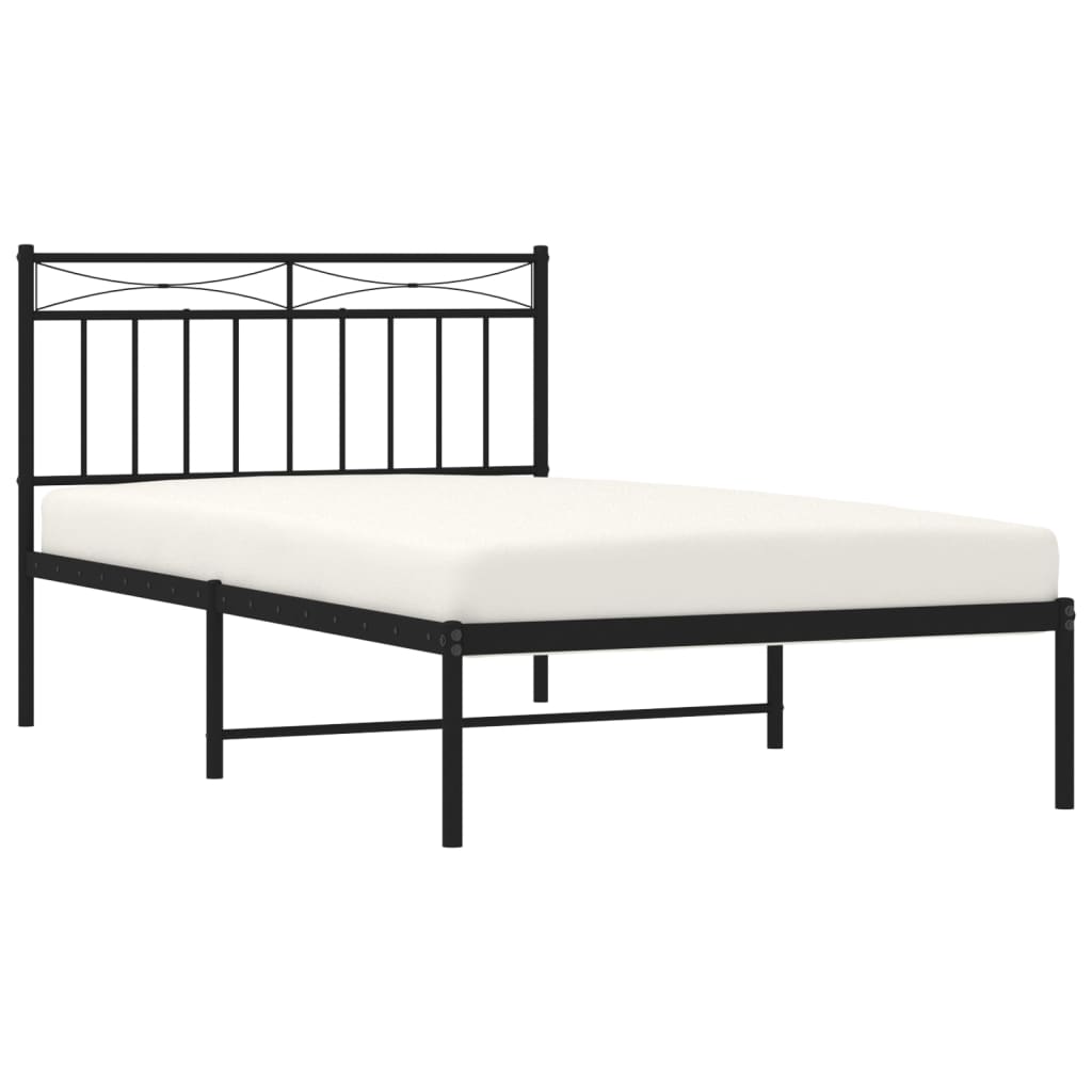Bettgestell mit Kopfteil Metall Schwarz 107x203 cm - Pazzar.ch