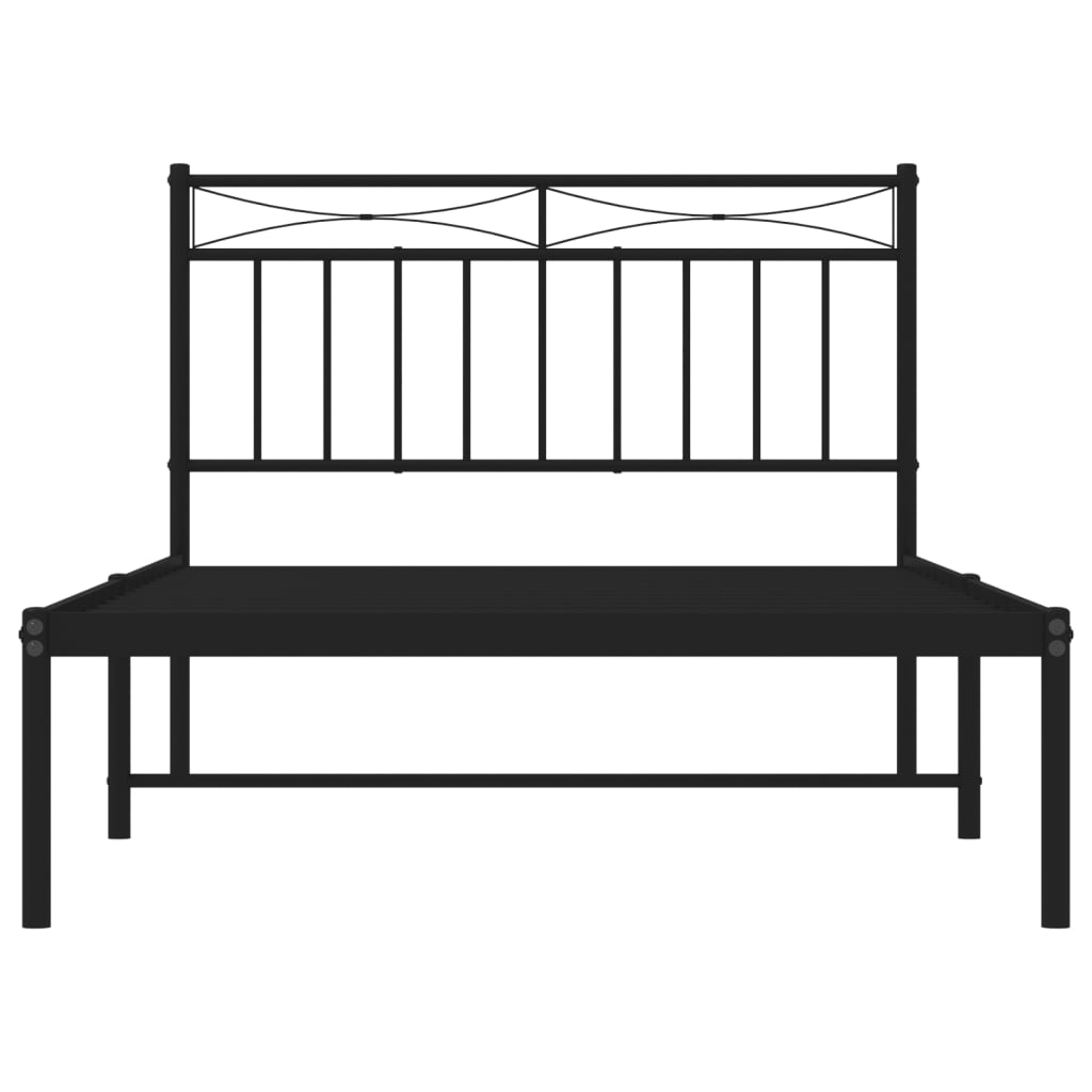 Bettgestell mit Kopfteil Metall Schwarz 107x203 cm - Pazzar.ch