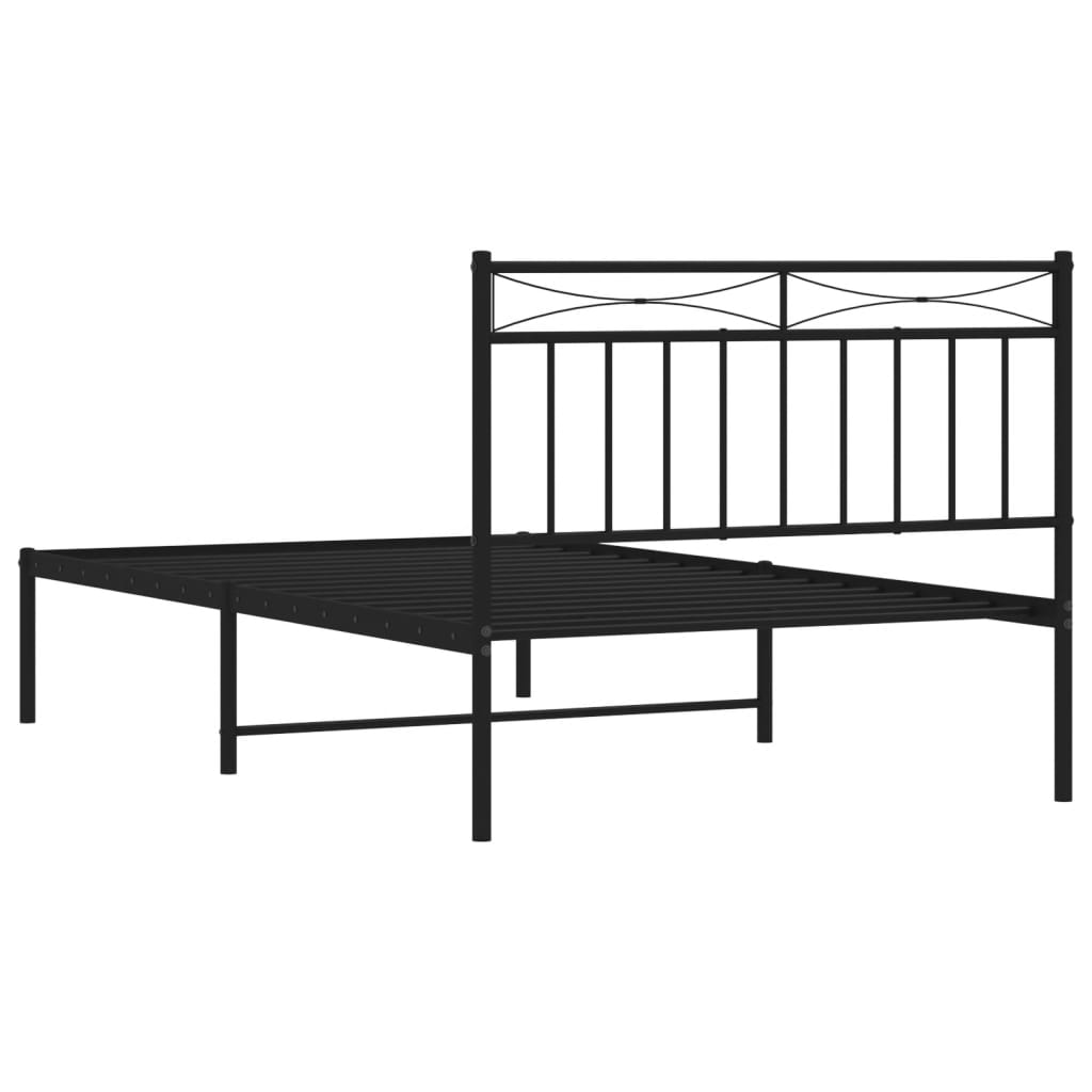 Bettgestell mit Kopfteil Metall Schwarz 107x203 cm - Pazzar.ch