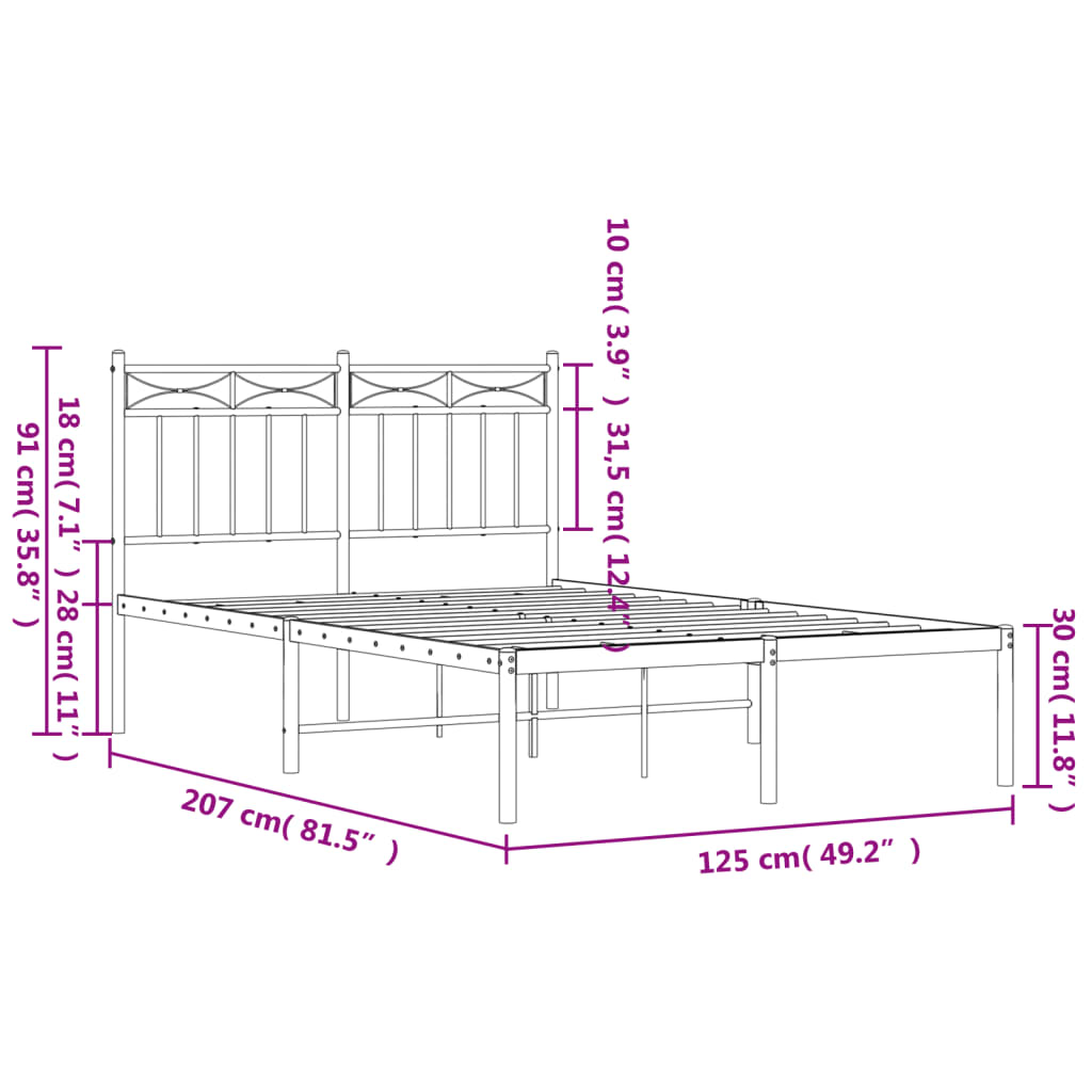 Bettgestell mit Kopfteil Metall Schwarz 120x200 cm - Pazzar.ch