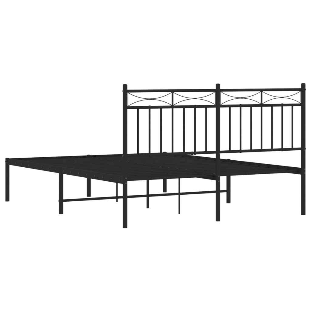 Bettgestell mit Kopfteil Metall Schwarz 140x190 cm - Pazzar.ch