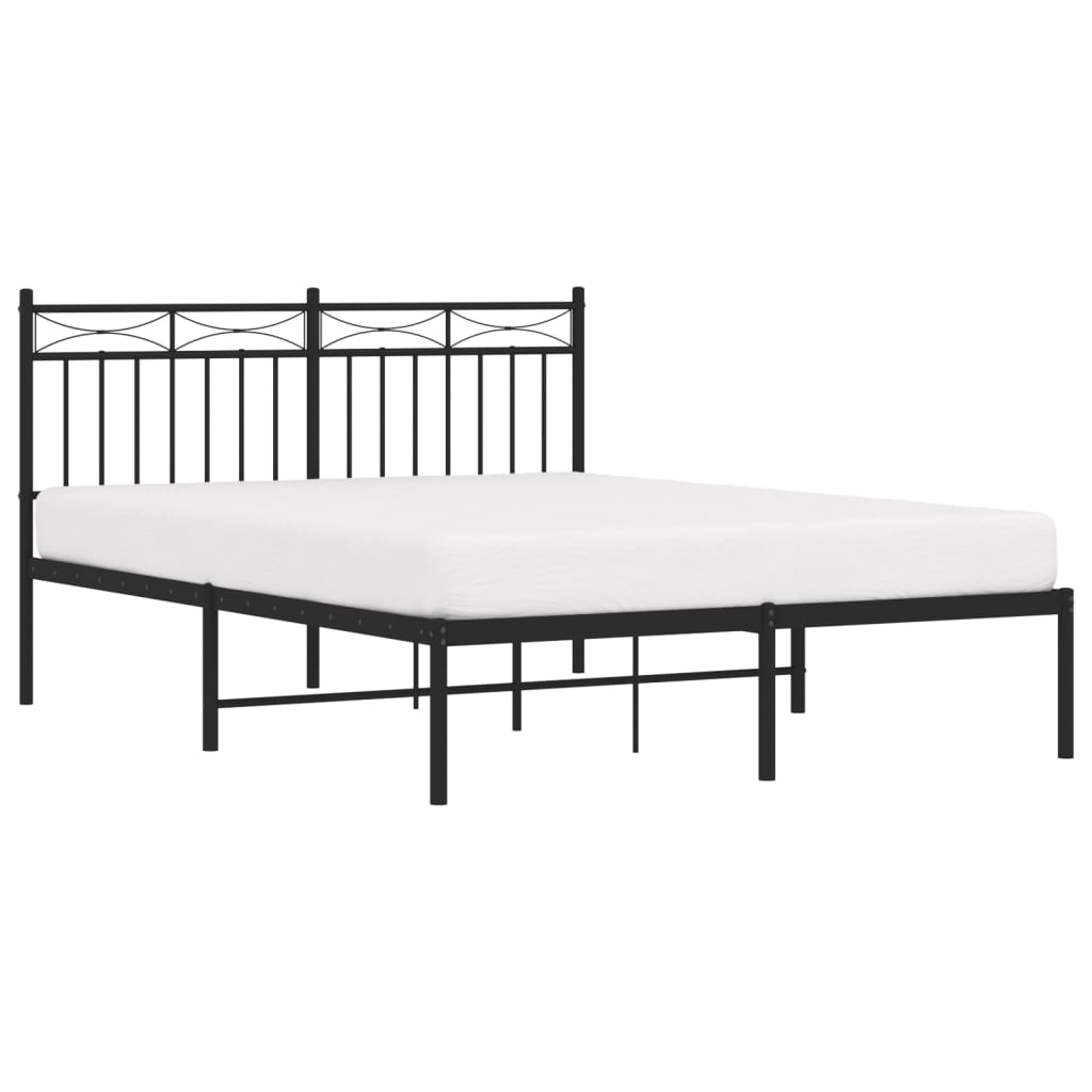 Bettgestell mit Kopfteil Metall Schwarz 140x200 cm - Pazzar.ch