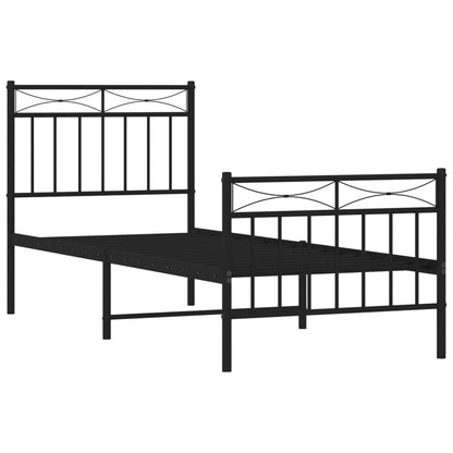 Bettgestell mit Kopf- und Fußteil Metall Schwarz 80x200 cm - Pazzar.ch