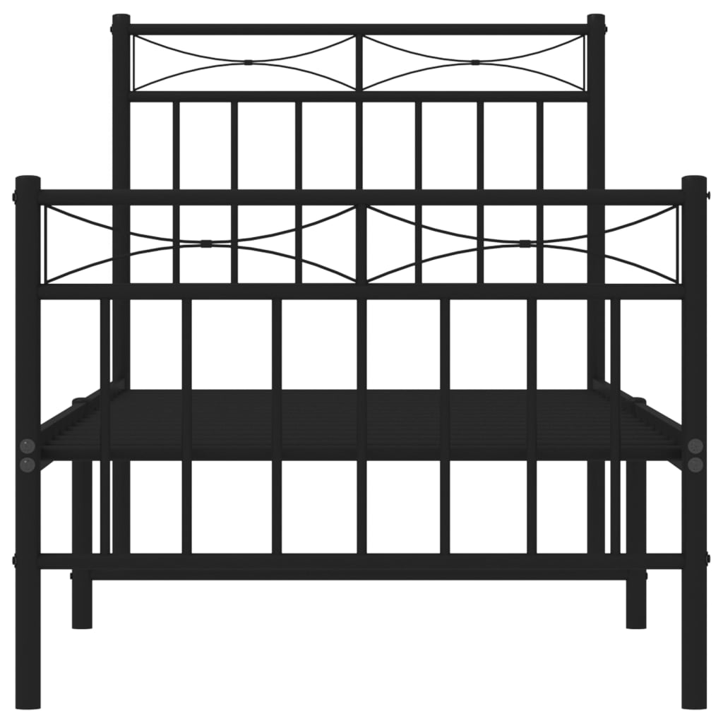 Bettgestell mit Kopf- und Fußteil Metall Schwarz 80x200 cm - Pazzar.ch
