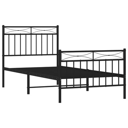 Bettgestell mit Kopf- und Fußteil Metall Schwarz 90x200 cm - Pazzar.ch
