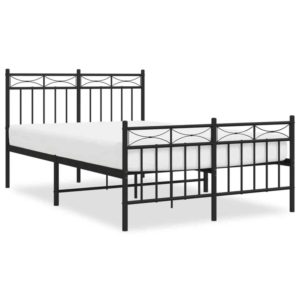 Bettgestell mit Kopf- und Fußteil Metall Schwarz 120x190 cm - Pazzar.ch
