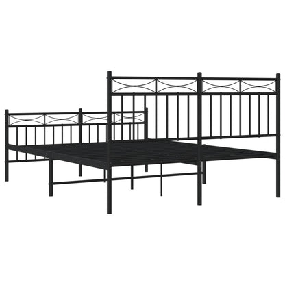 Bettgestell mit Kopf- und Fußteil Metall Schwarz 140x190 cm - Pazzar.ch