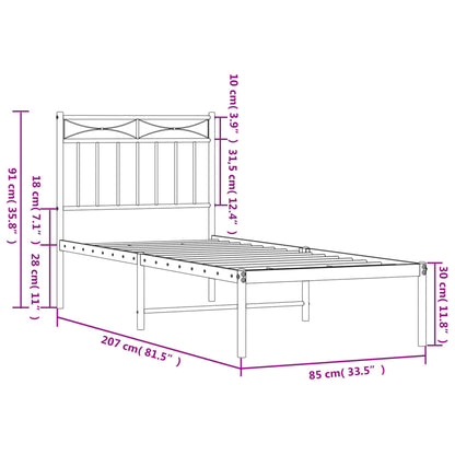 Bettgestell mit Kopfteil Metall Weiß 80x200 cm - Pazzar.ch
